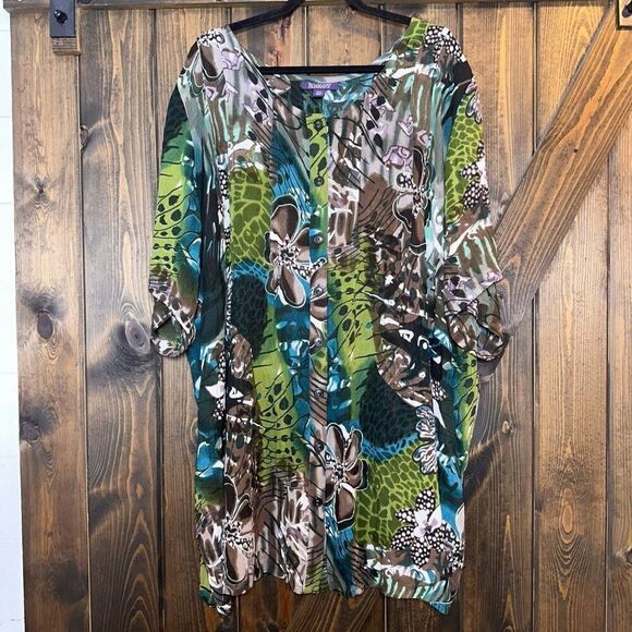 Roaman’s Multi Printed Tunic Shirt - Picture 1 of 4